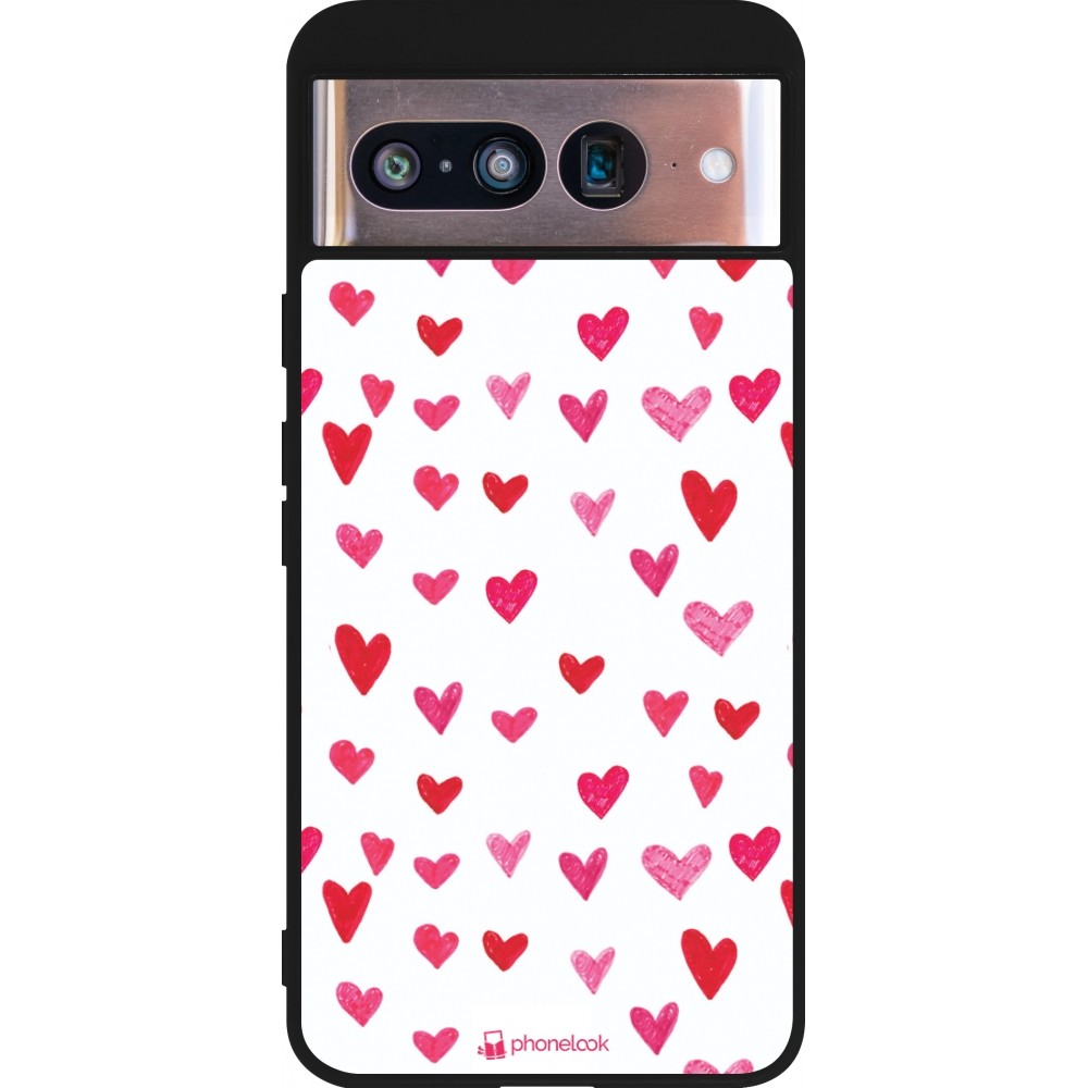 Google Pixel 8 Case Hülle - Silikon schwarz Valentine 2022 Many pink hearts