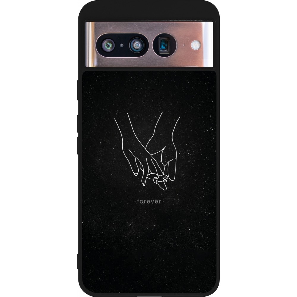 Google Pixel 8 Case Hülle - Silikon schwarz Valentine 2023 hands forever