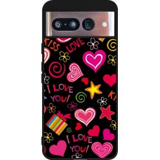 Google Pixel 8 Case Hülle - Silikon schwarz Valentine 2023 love symbols