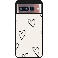 Google Pixel 8 Case Hülle - Silikon schwarz Valentine 2023 minimalist hearts