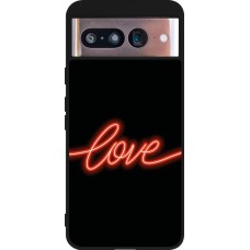 Google Pixel 8 Case Hülle - Silikon schwarz Valentine 2023 neon love