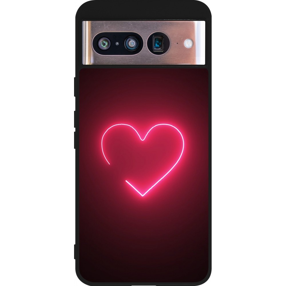 Google Pixel 8 Case Hülle - Silikon schwarz Valentine 2023 single neon heart