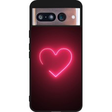 Google Pixel 8 Case Hülle - Silikon schwarz Valentine 2023 single neon heart
