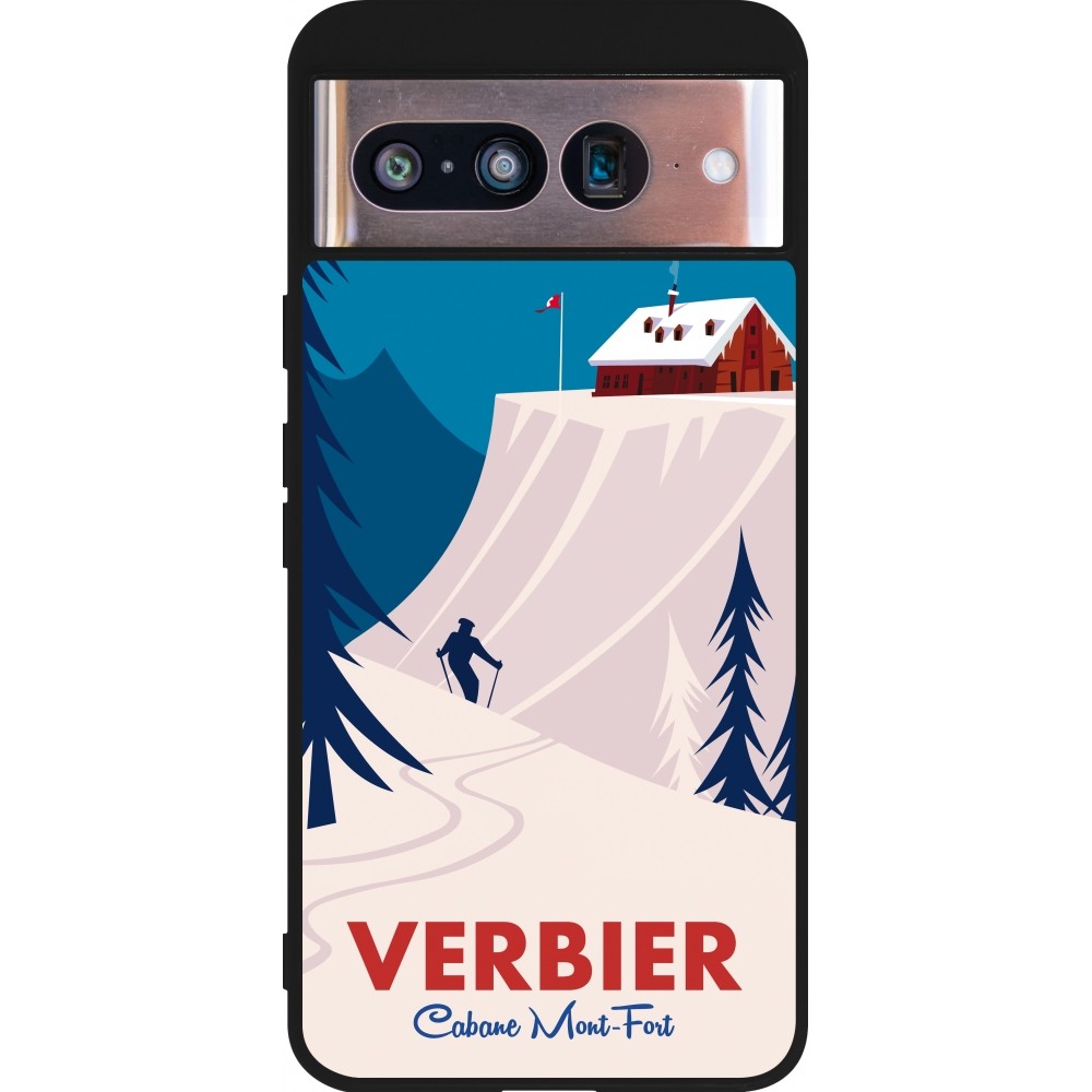 Google Pixel 8 Case Hülle - Silikon schwarz Verbier Cabane Mont-Fort
