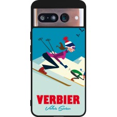 Google Pixel 8 Case Hülle - Silikon schwarz Verbier Ski Downhill
