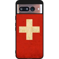 Google Pixel 8 Case Hülle - Silikon schwarz Vintage Flag SWISS