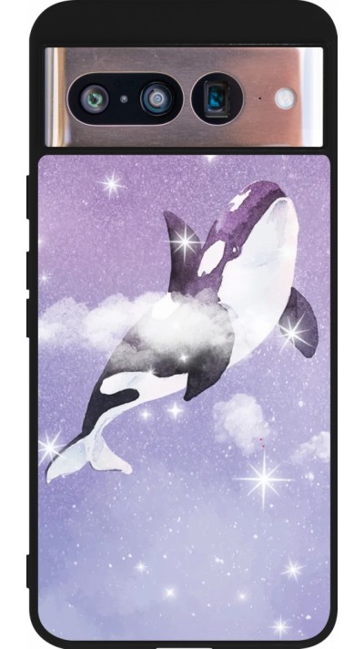 Google Pixel 8 Case Hülle - Silikon schwarz Whale in sparking stars