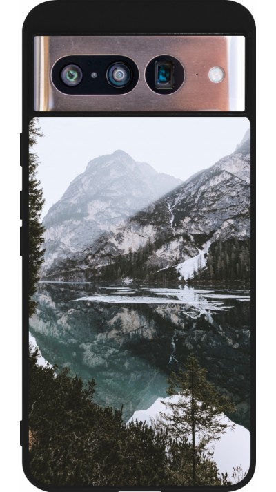 Google Pixel 8 Case Hülle - Silikon schwarz Winter 22 snowy mountain and lake