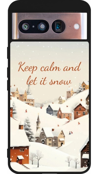 Google Pixel 8 Case Hülle - Silikon schwarz Winter 25 Winter Keep calm and let it snow