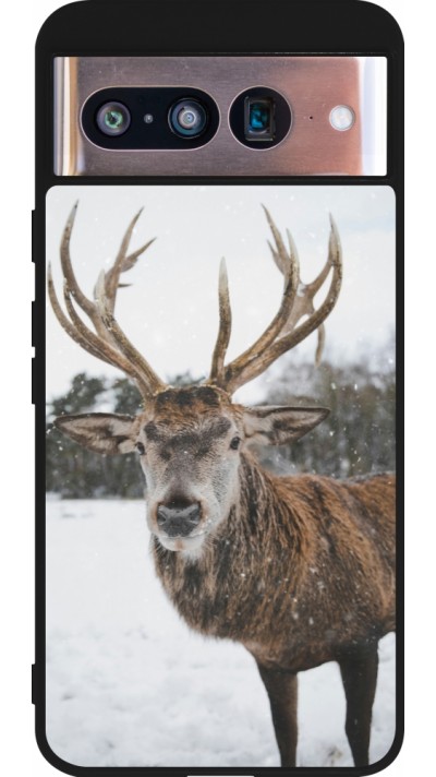 Google Pixel 8 Case Hülle - Silikon schwarz Winter 25 Winter reindeer