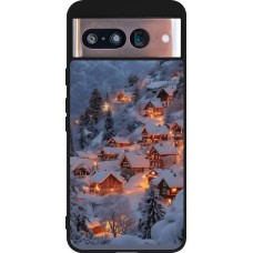 Google Pixel 8 Case Hülle - Silikon schwarz Winter 25 Winter snowy village