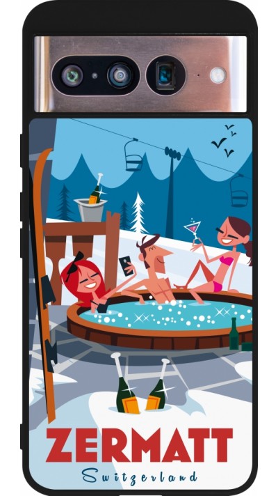 Google Pixel 8 Case Hülle - Silikon schwarz Zermatt Mountain Jacuzzi