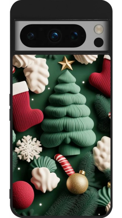 Coque Google Pixel 8 Pro - Silicone rigide noir Christmas 25 Christmas textiles