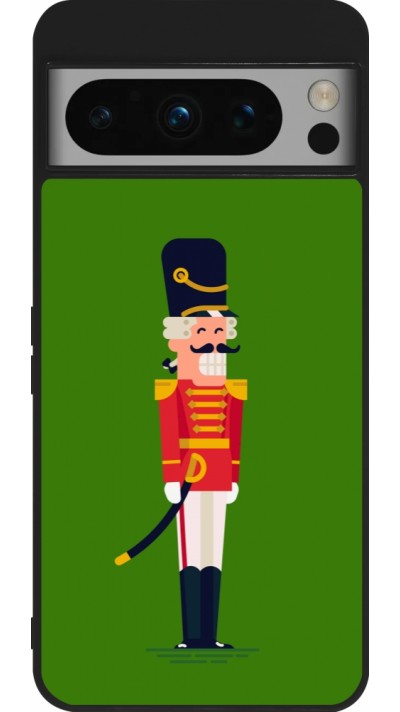 Coque Google Pixel 8 Pro - Silicone rigide noir Christmas 25 Nutcracker Green