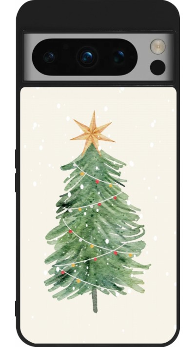 Coque Google Pixel 8 Pro - Silicone rigide noir Christmas 25 Sketch Tree