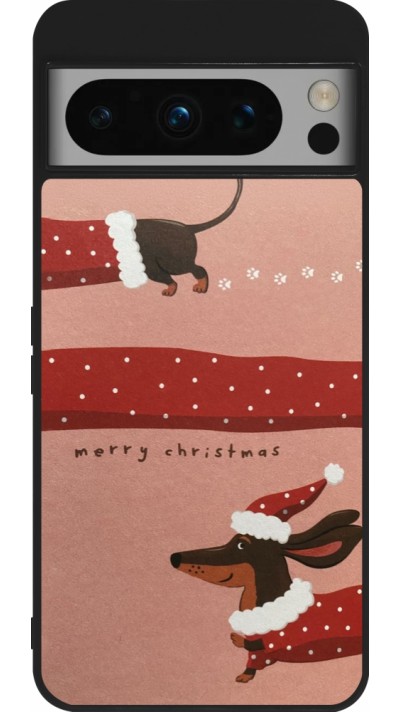Coque Google Pixel 8 Pro - Silicone rigide noir Christmas 25 Teckel Merry Xmas