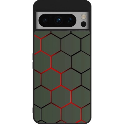 Google Pixel 8 Pro Case Hülle - Silikon schwarz Geometric Line red
