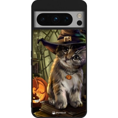 Google Pixel 8 Pro Case Hülle - Silikon schwarz Halloween 21 Witch cat