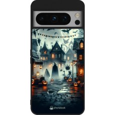 Google Pixel 8 Pro Case Hülle - Silikon schwarz Halloween Spukstadt