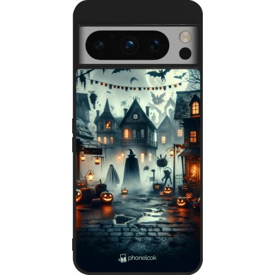 Google Pixel 8 Pro Case Hülle - Silikon schwarz Halloween Spukstadt