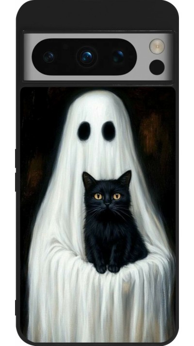 Google Pixel 8 Pro Case Hülle - Silikon schwarz Halloween 2025 Ghost with black cat