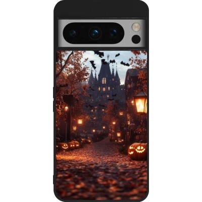 Google Pixel 8 Pro Case Hülle - Silikon schwarz Halloween 2025 Haunted house