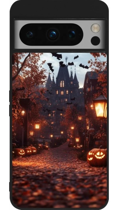 Google Pixel 8 Pro Case Hülle - Silikon schwarz Halloween 2025 Haunted house