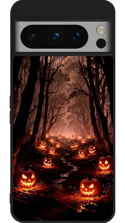 Google Pixel 8 Pro Case Hülle - Silikon schwarz Halloween 2025 Road of Terrifying Pumpkins