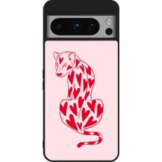 Google Pixel 8 Pro Case Hülle - Silikon schwarz Leopard with hearts 2026
