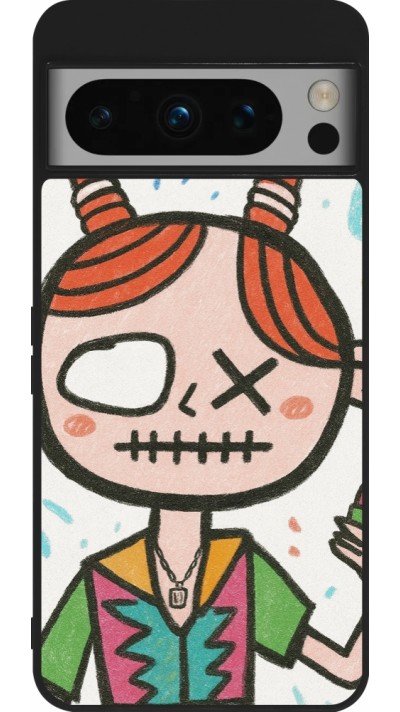 Coque Google Pixel 8 Pro - Silicone rigide noir Little Girl Sketch