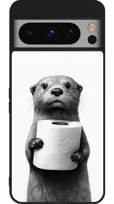 Coque Google Pixel 8 Pro - Silicone rigide noir Loutre papier de toilette