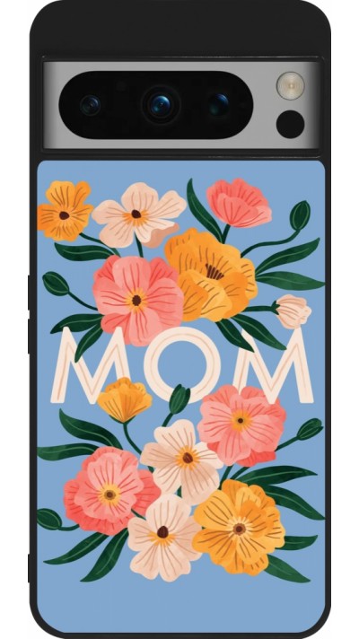 Coque Google Pixel 8 Pro - Silicone rigide noir Mom 2026 Flowers