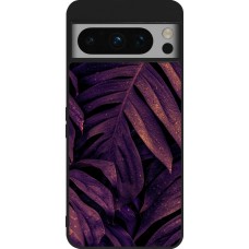 Google Pixel 8 Pro Case Hülle - Silikon schwarz Purple Light Leaves