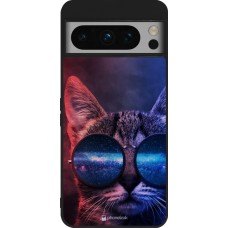 Google Pixel 8 Pro Case Hülle - Silikon schwarz Red Blue Cat Glasses