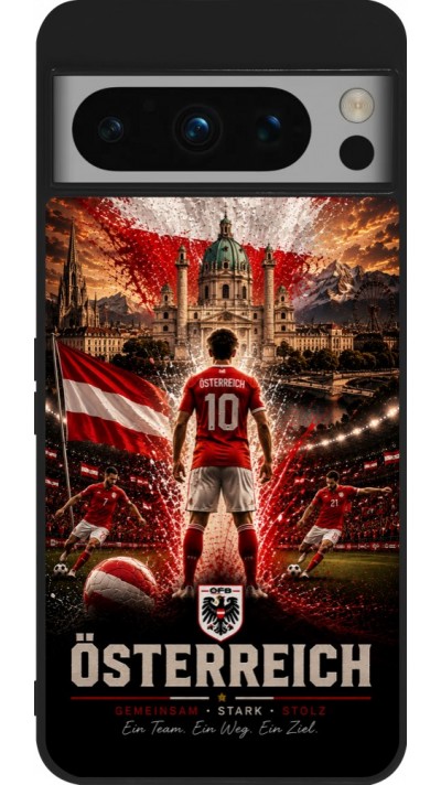 Coque Google Pixel 8 Pro - Silicone rigide noir Football Autriche splash 2026