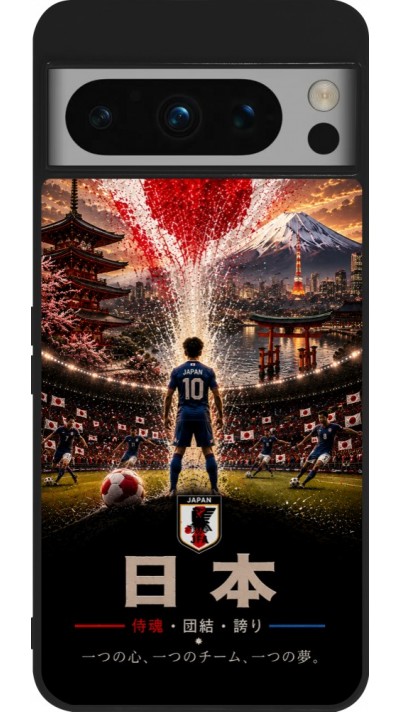 Coque Google Pixel 8 Pro - Silicone rigide noir Football Japon splash 2026