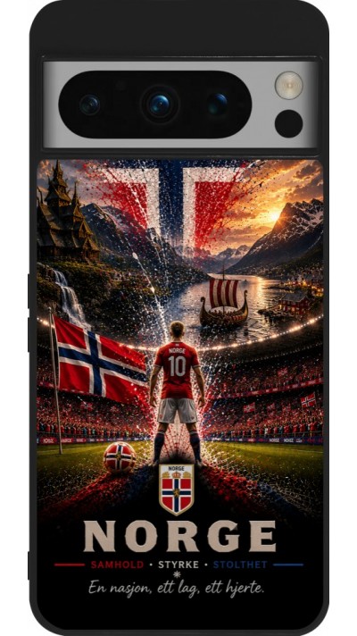 Coque Google Pixel 8 Pro - Silicone rigide noir Football Norvège splash 2026
