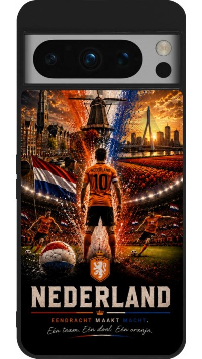 Coque Google Pixel 8 Pro - Silicone rigide noir Football Pays-Bas splash 2026