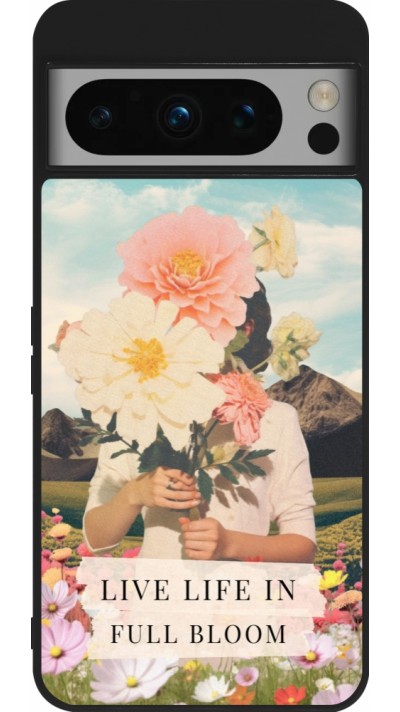 Coque Google Pixel 8 Pro - Silicone rigide noir Live life in full moon Spring 2026