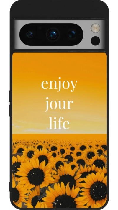 Google Pixel 8 Pro Case Hülle - Silikon schwarz Summer 2025 Enjoy your life