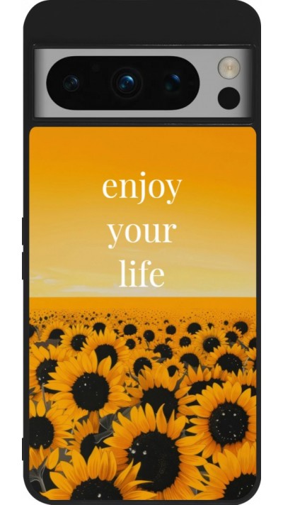 Coque Google Pixel 8 Pro - Silicone rigide noir Summer 2026 Enjoy your life