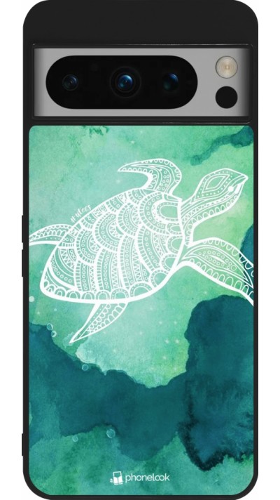 Google Pixel 8 Pro Case Hülle - Silikon schwarz Turtle Aztec Watercolor