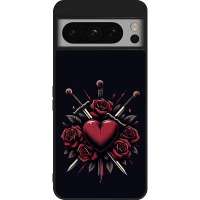 Google Pixel 8 Pro Case Hülle - Silikon schwarz Valentine 2024 gothic love
