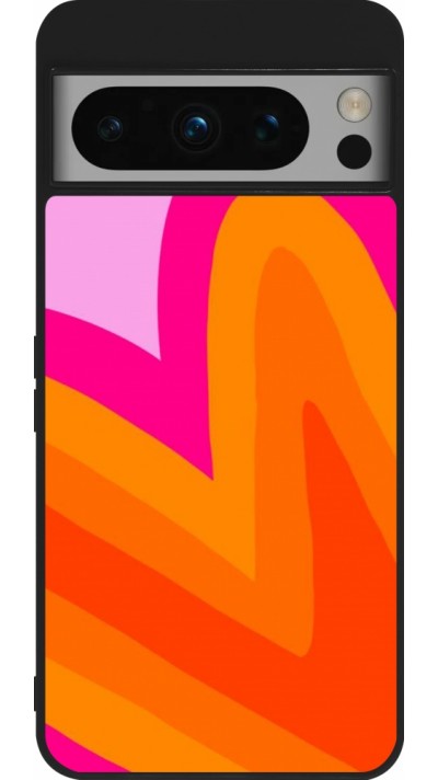 Google Pixel 8 Pro Case Hülle - Silikon schwarz Valentine 2024 heart gradient