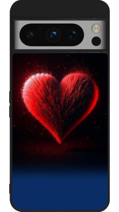 Google Pixel 8 Pro Case Hülle - Silikon schwarz Valentin 2025 rotes Herz