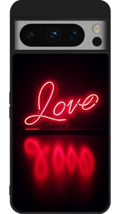 Google Pixel 8 Pro Case Hülle - Silikon schwarz Valentine 2025 Neon Liebe