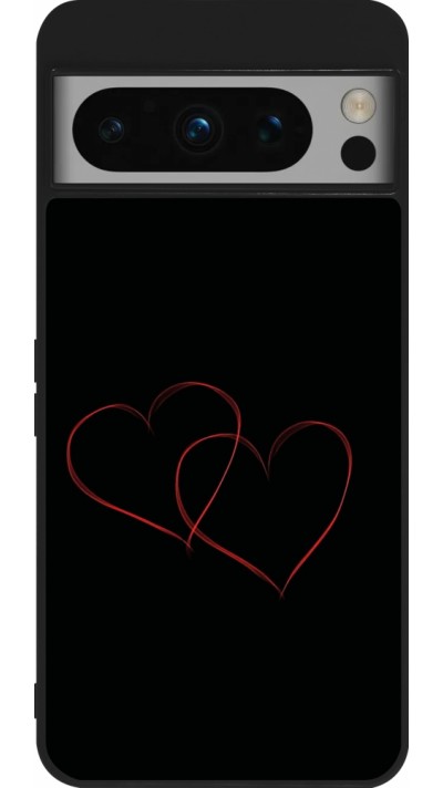 Google Pixel 8 Pro Case Hülle - Silikon schwarz Valentine 2023 attached heart