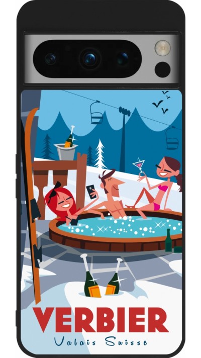 Google Pixel 8 Pro Case Hülle - Silikon schwarz Verbier Mountain Jacuzzi