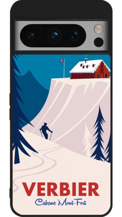 Google Pixel 8 Pro Case Hülle - Silikon schwarz Verbier Cabane Mont-Fort