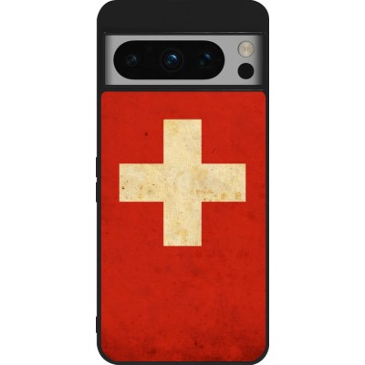 Google Pixel 8 Pro Case Hülle - Silikon schwarz Vintage Flag SWISS